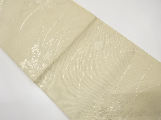 アンティーク　紗　芝草に桔梗模様織り出し袋帯（材料）